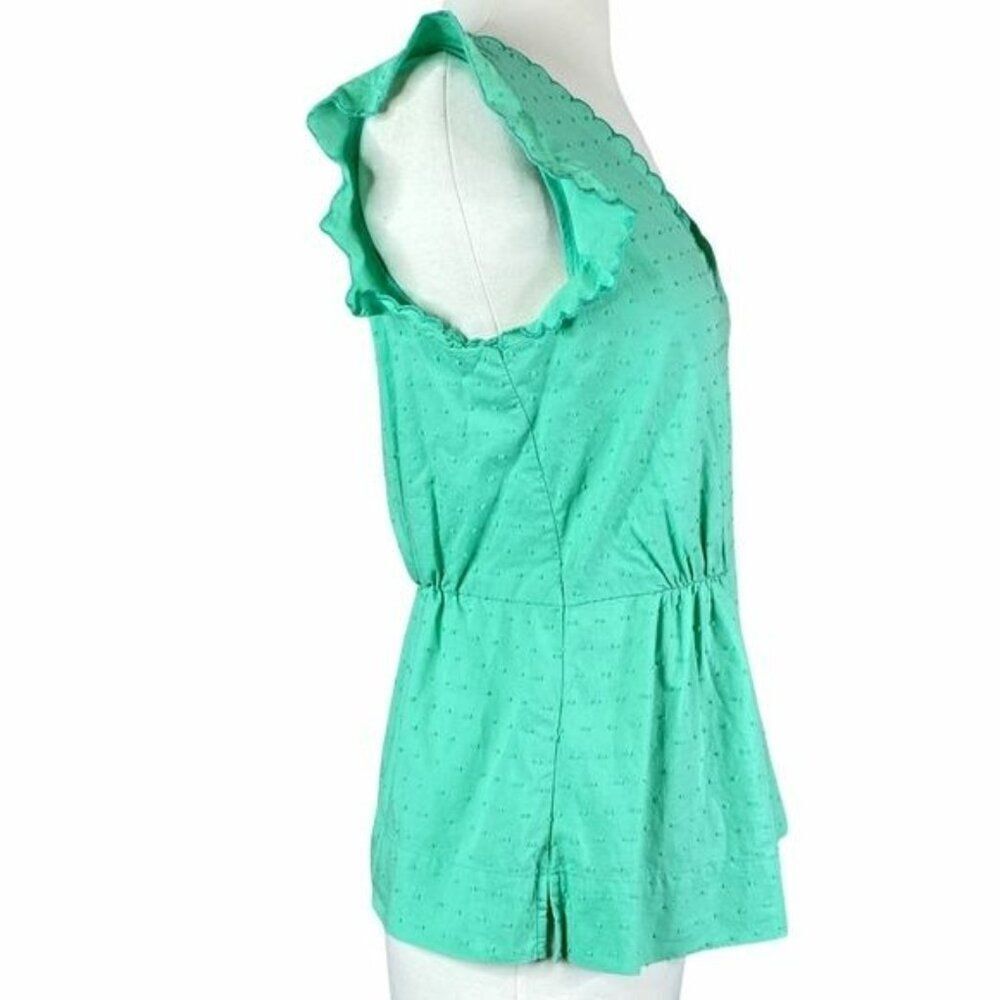 J. Crew V Neck Peplum Top In Swiss Dot - Picture 2 of 6